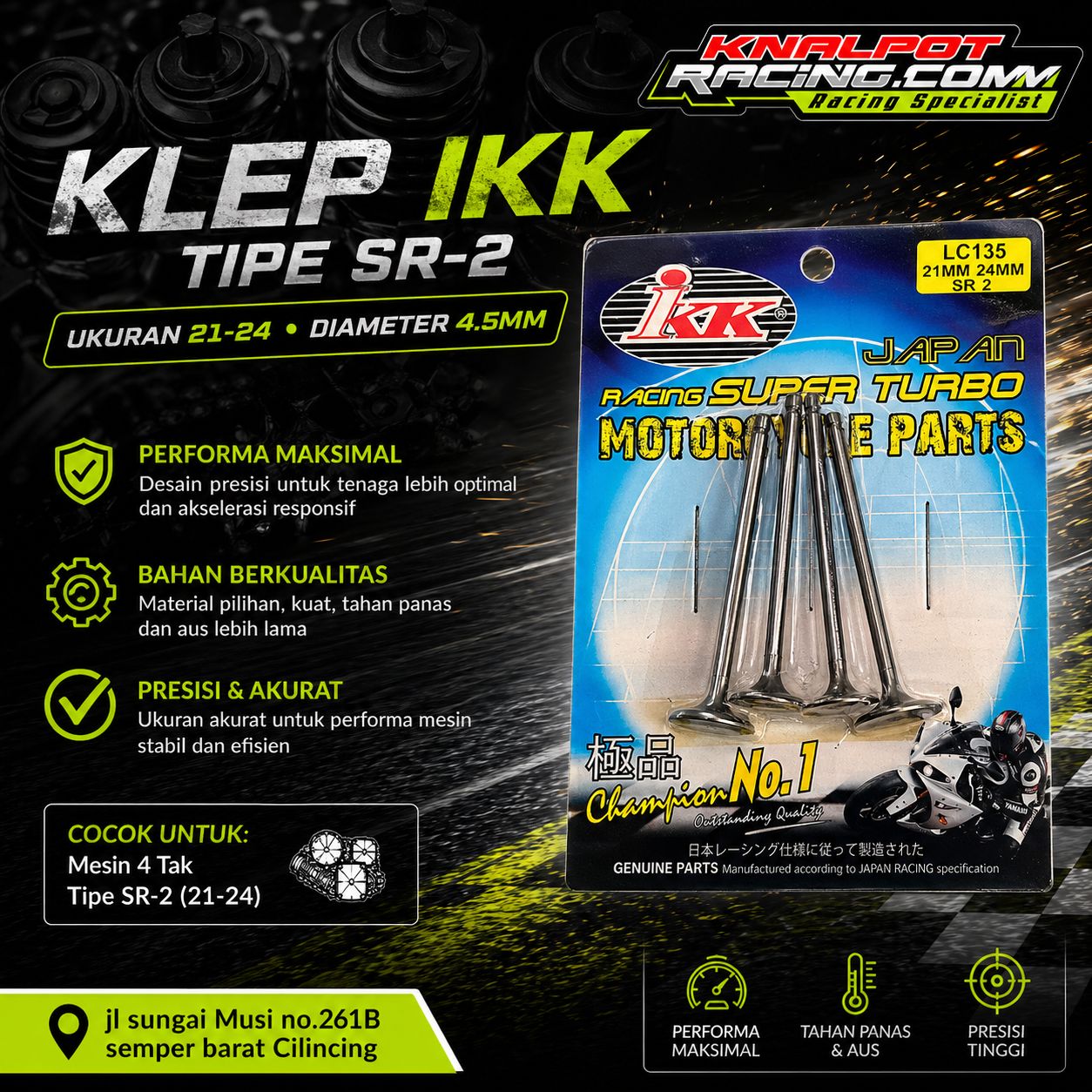 KLEP IKK TIPE SR-2 UKURAN 21-24 DIAMETER 4.5MM IKK