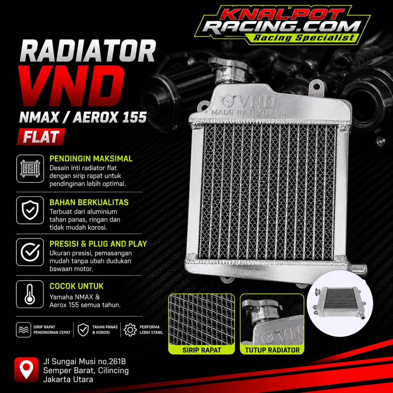 RADIATOR VND NEW NMAX AEROX FLAT