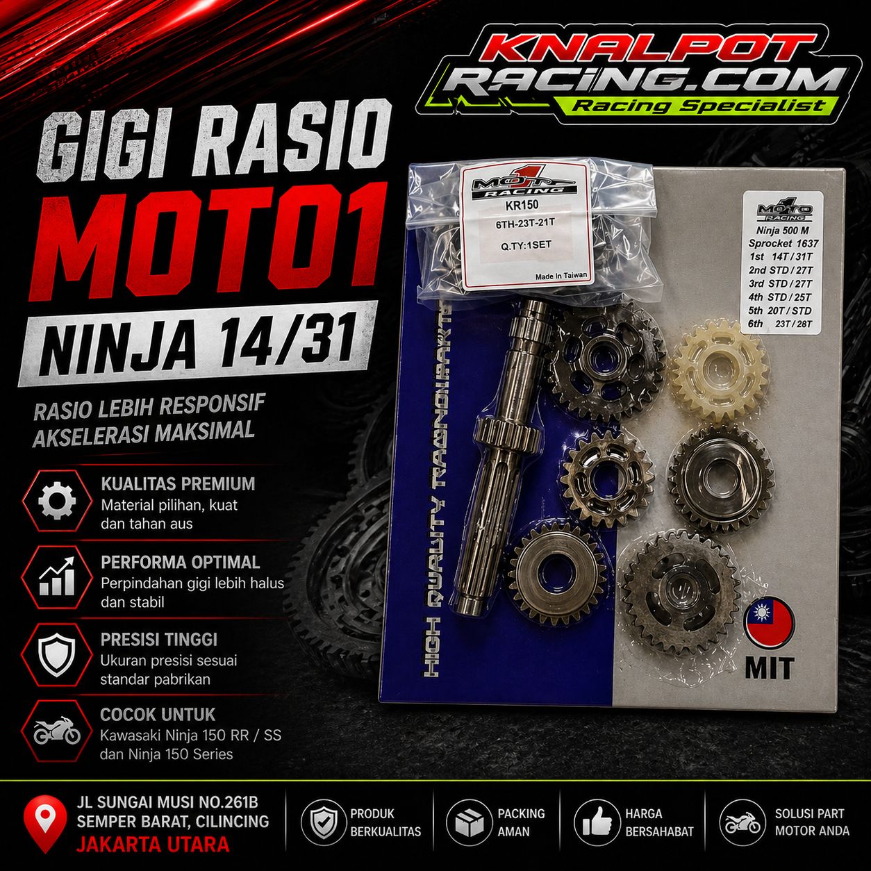 GIGI RASIO MOTO1 NINJA 14/31